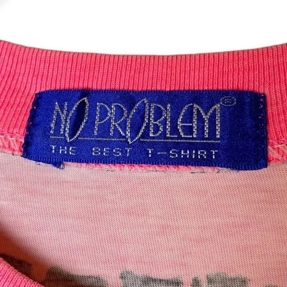 No Problem  Vintage 90's Men's/Unisex Pink & Black Short Sleeve Tee Shirt - Picture 7 of 7